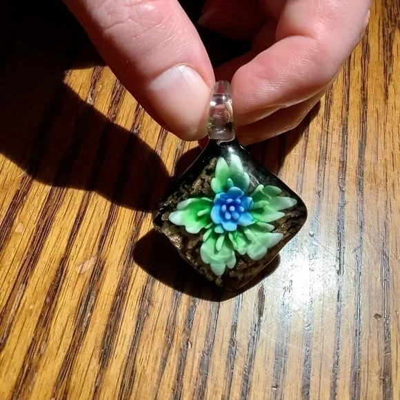 Blown Glass Floral Pendant - Picture 3 of 6